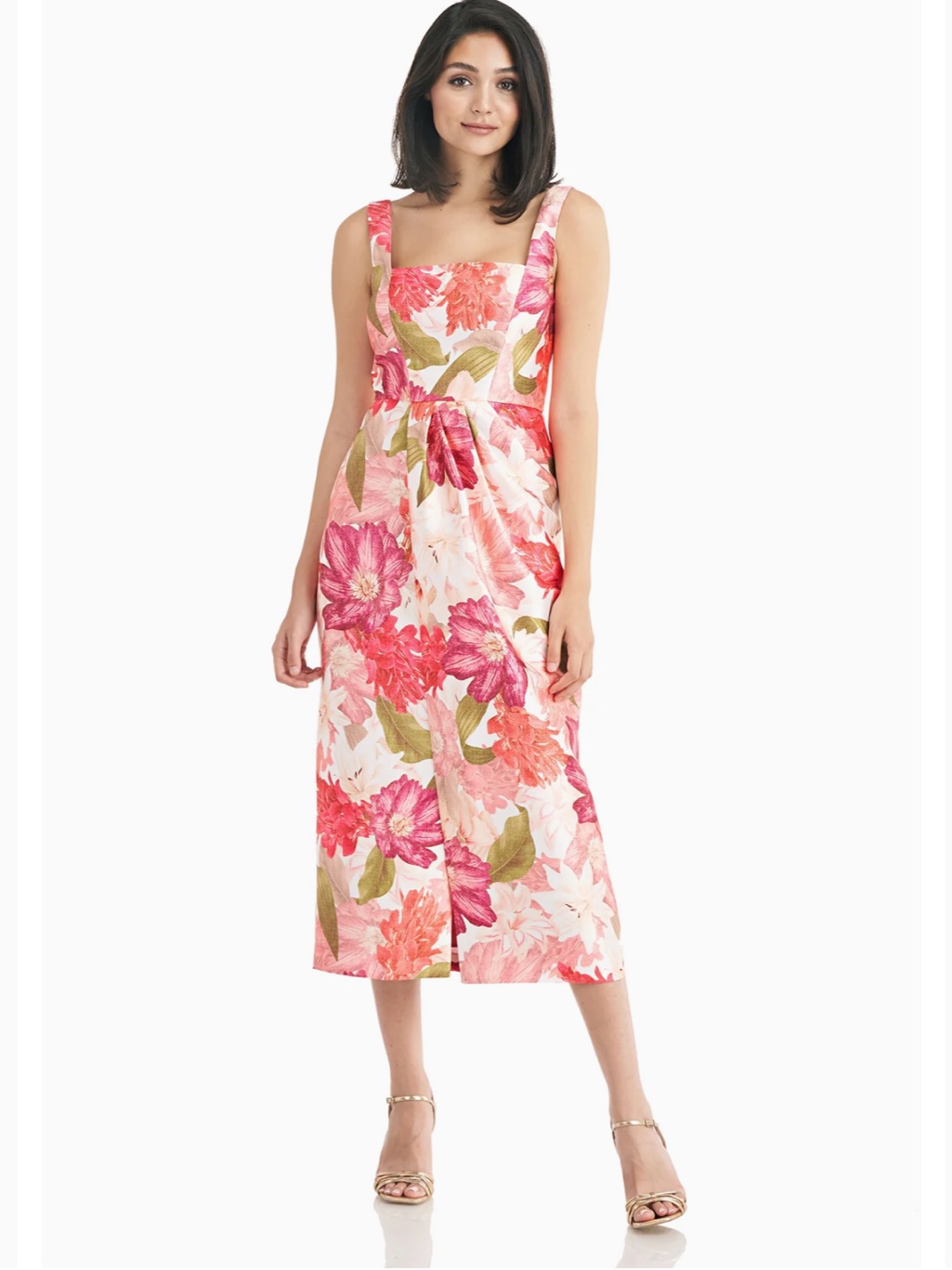 New Kay Unger Frankie Draped Floral Dress